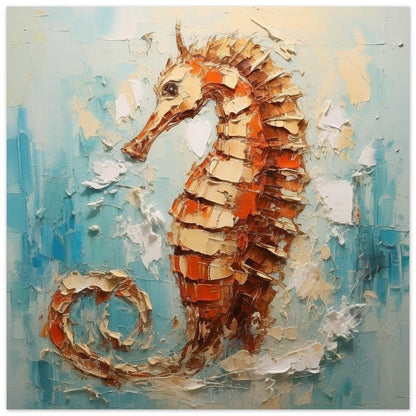 Abstract Seahorse Print Poster, Colourful Pallet Knife Sea Horse Painting, Rainbow Sealife Wall Art, Nautical Gift, Coastal Seaside Picture - Posters - Colourful wall art by Canvasity Crafts