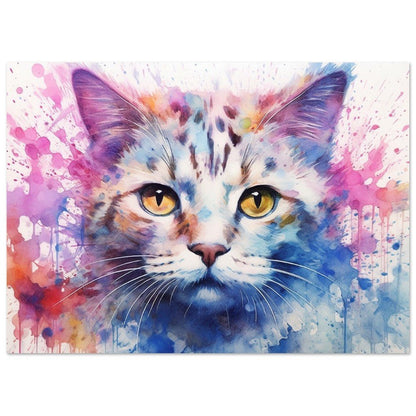 Abstract Snow White Tabby Cat - Unframed Print - Matte Paper - Colourful wall art by Canvasity Crafts