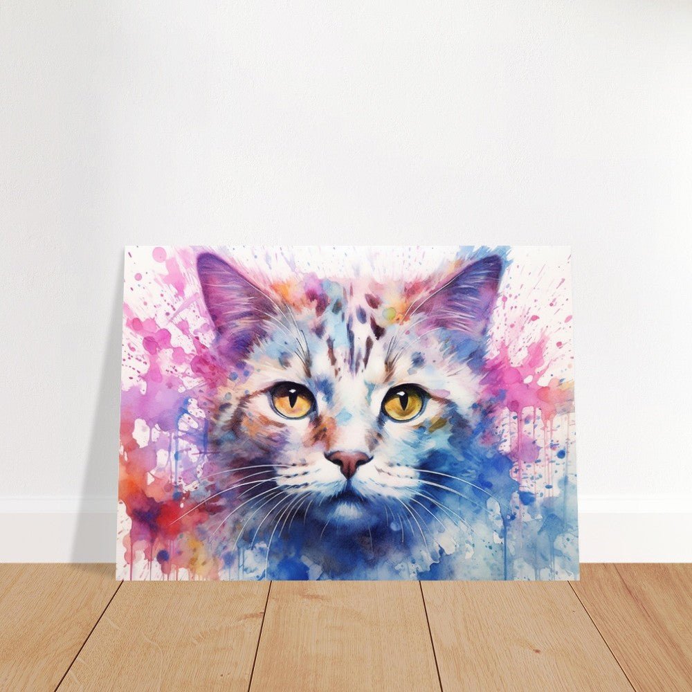 Abstract Snow White Tabby Cat - Unframed Print - Matte Paper - Colourful wall art by Canvasity Crafts