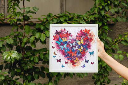 Abstract Watercolour Butterfly Heart Print - Valentine's Day Gift - Matte Paper - Colourful wall art by Canvasity Crafts