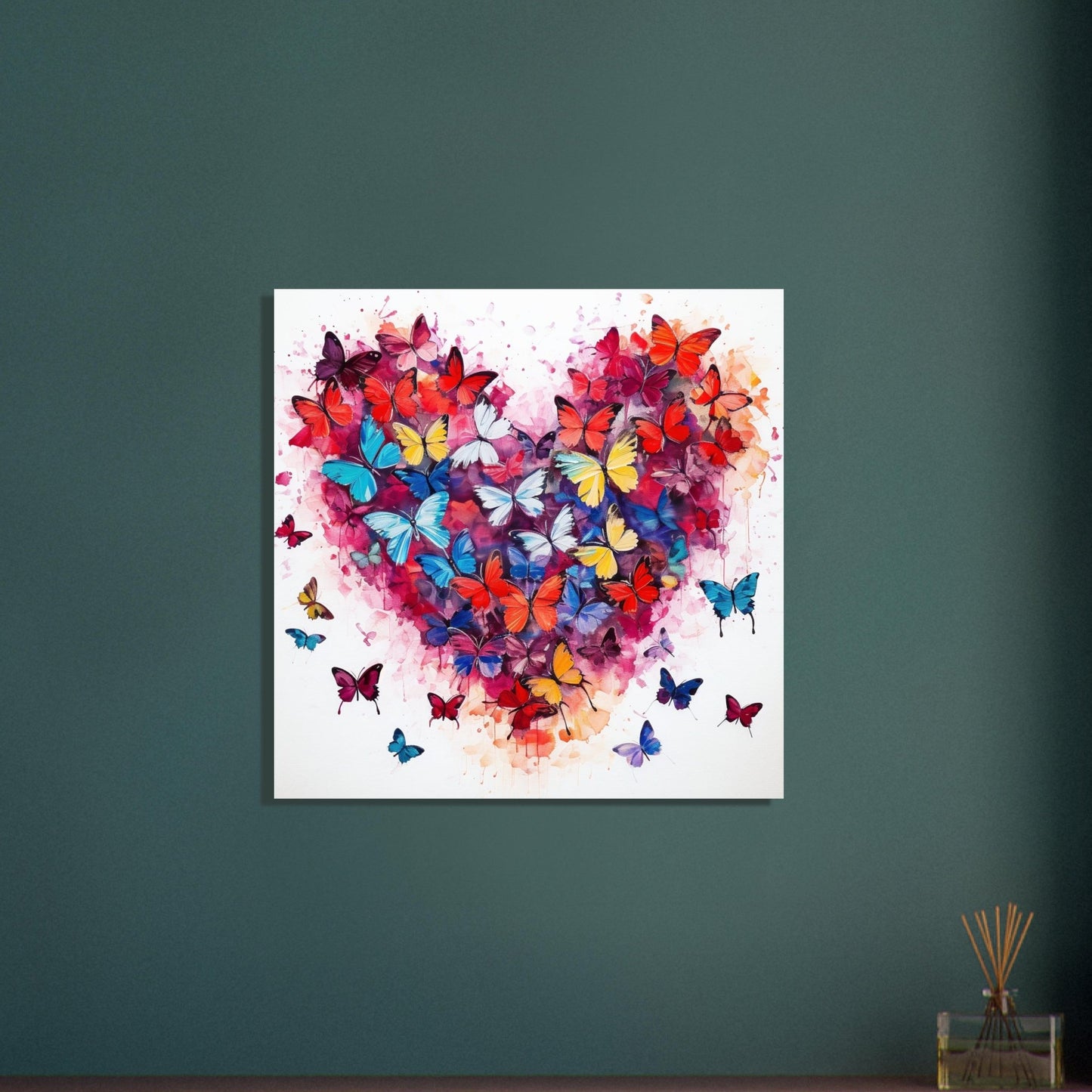 Abstract Watercolour Butterfly Heart Print - Valentine's Day Gift - Matte Paper - Colourful wall art by Canvasity Crafts