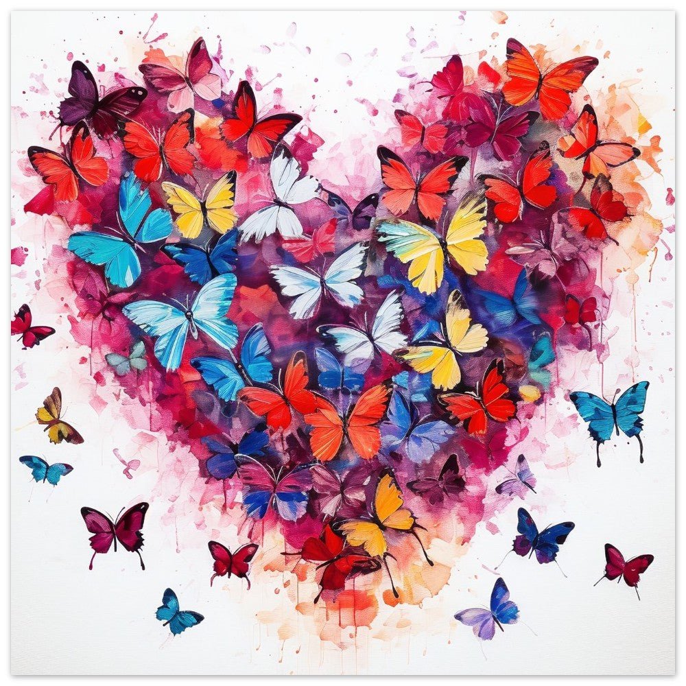 Abstract Watercolour Butterfly Heart Print - Valentine's Day Gift - Matte Paper - Colourful wall art by Canvasity Crafts