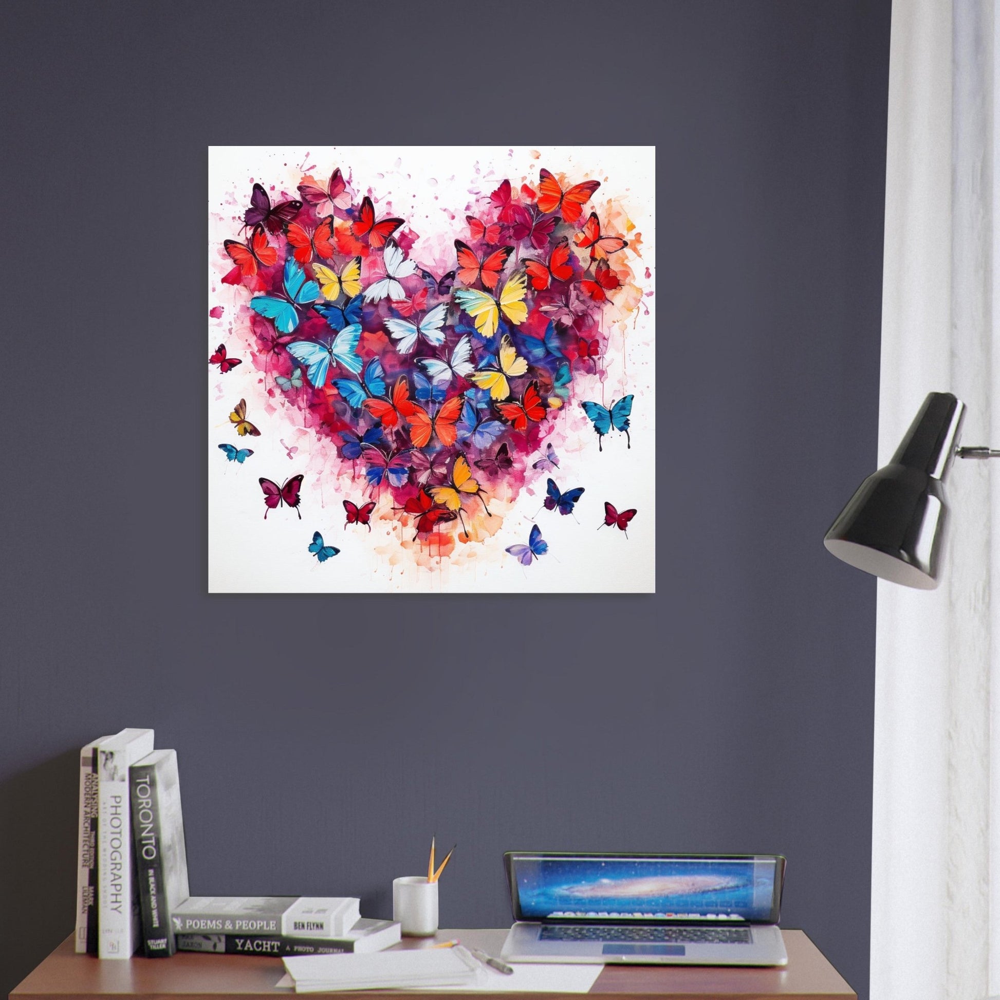 Abstract Watercolour Butterfly Heart Print - Valentine's Day Gift - Matte Paper - Colourful wall art by Canvasity Crafts