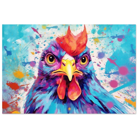 Adorable Blue & Purple Chicken Print - Unframed - Matte Paper - Colourful wall art by Canvasity Crafts