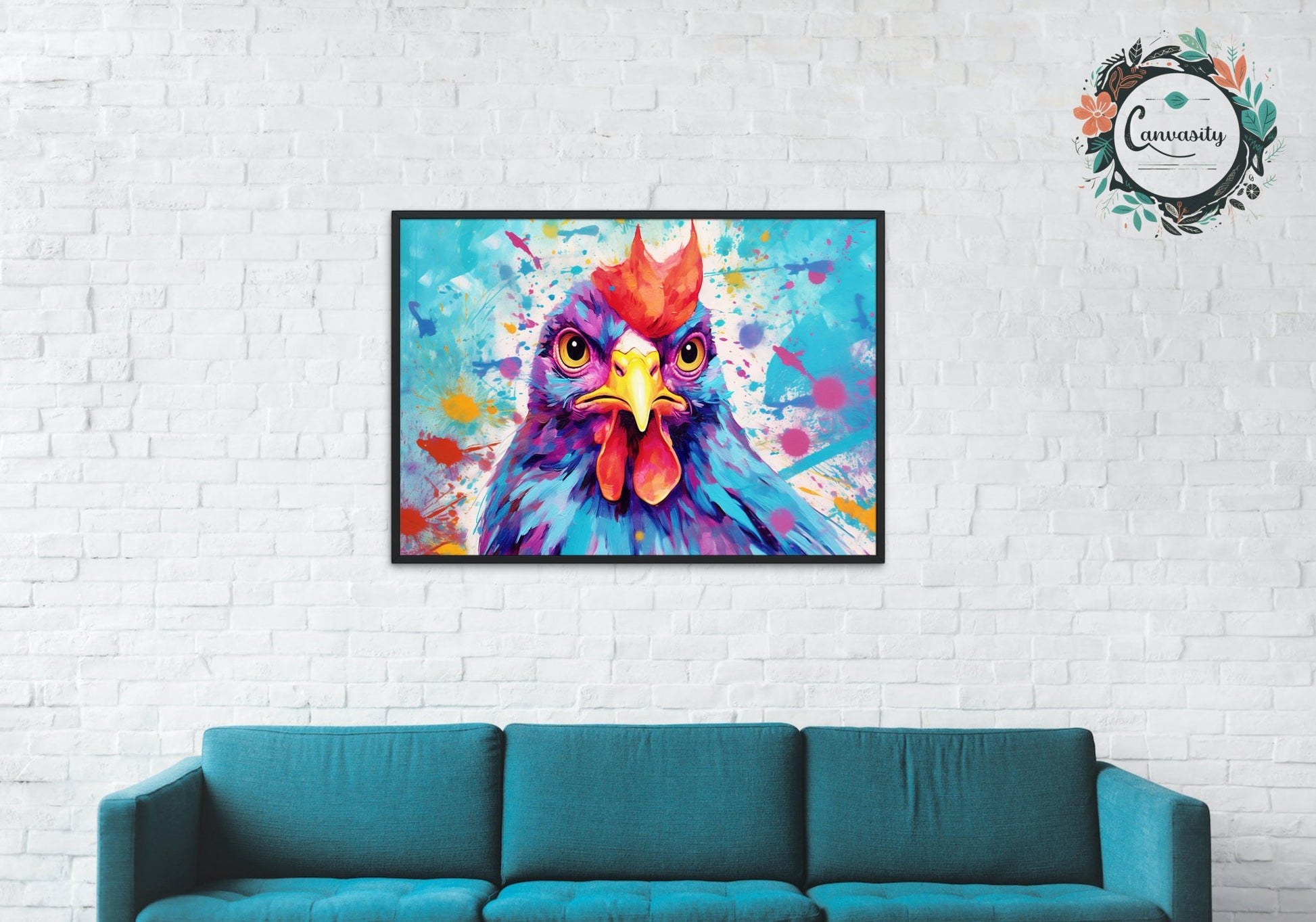 Adorable Blue & Purple Chicken Print - Unframed - Matte Paper - Colourful wall art by Canvasity Crafts