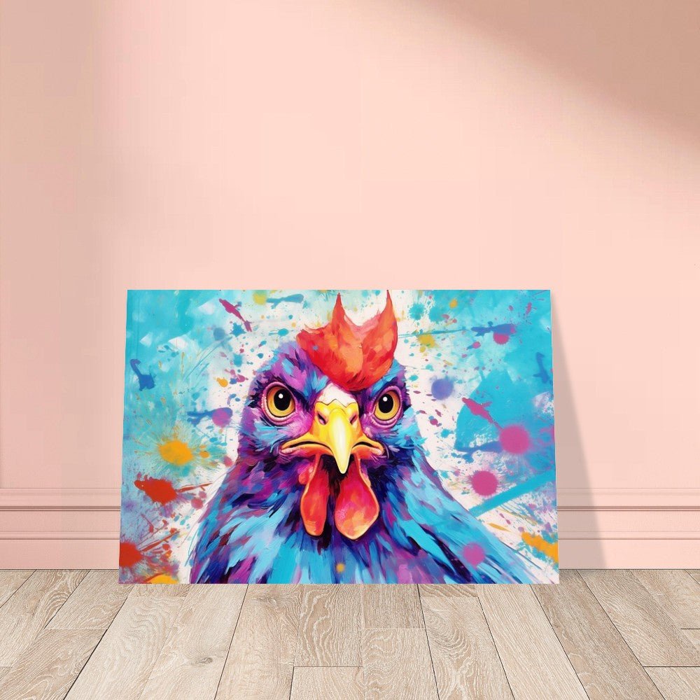 Adorable Blue & Purple Chicken Print - Unframed - Matte Paper - Colourful wall art by Canvasity Crafts