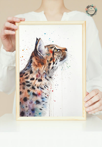 Adorable Bobcat Abstract Unframed Premium Print - Wildlife Animal Wall Art for Nature Enthusiasts - Posters - Colourful wall art by Canvasity Crafts