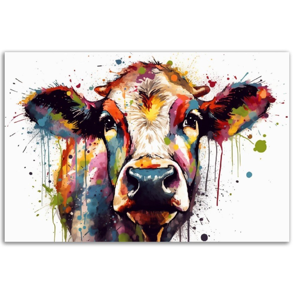 Adorable Cow Print - Unframed - Matte Paper - Colourful wall art by Canvasity Crafts