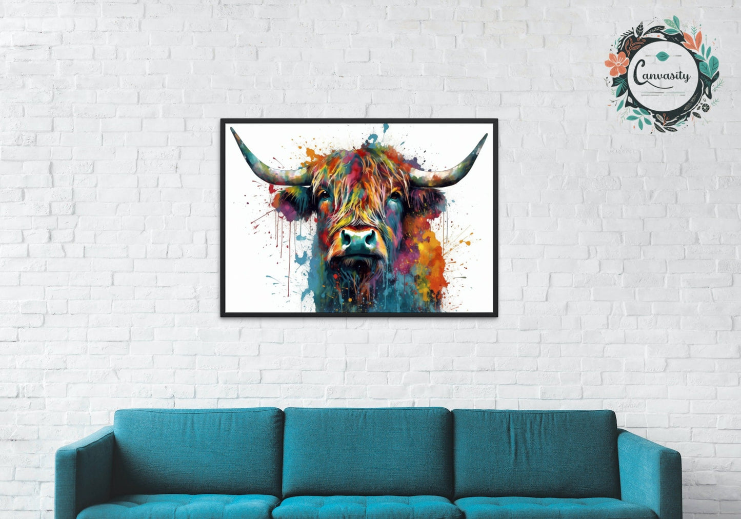 Adorable Highland Cow Print - Unframed - Matte Paper - Colourful wall art by Canvasity Crafts