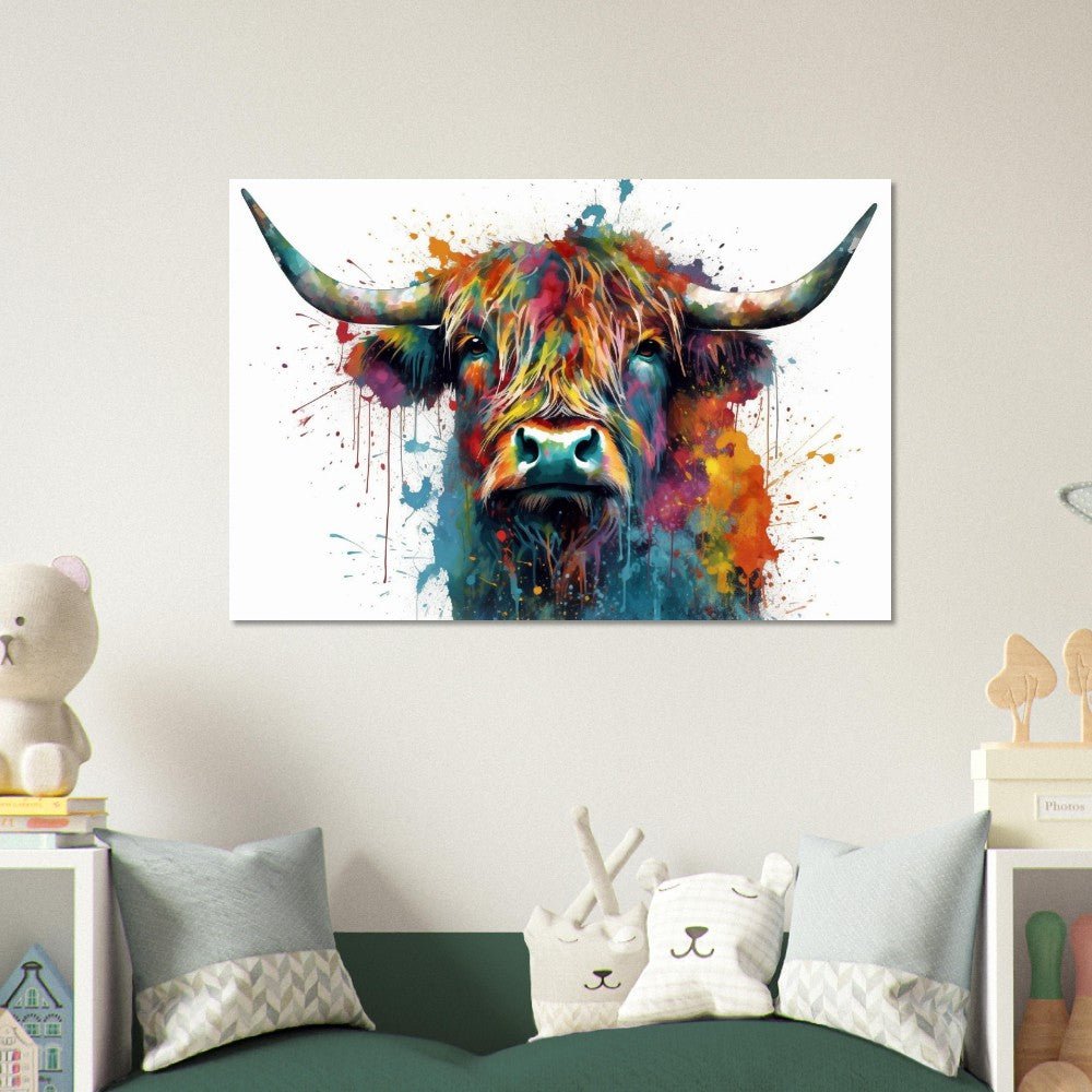 Adorable Highland Cow Print - Unframed - Matte Paper - Colourful wall art by Canvasity Crafts