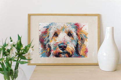 Adorable Labradoodle / Goldendoodle Watercolour Pop Art Print - Unframed - Matte Paper - Colourful wall art by Canvasity Crafts