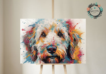 Adorable Labradoodle / Goldendoodle Watercolour Pop Art Print - Unframed - Matte Paper - Colourful wall art by Canvasity Crafts