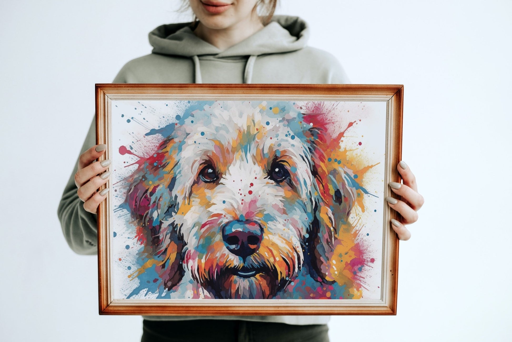 Adorable Labradoodle / Goldendoodle Watercolour Pop Art Print - Unframed - Matte Paper - Colourful wall art by Canvasity Crafts