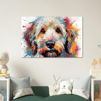 Adorable Labradoodle / Goldendoodle Watercolour Pop Art Print - Unframed - Matte Paper - Colourful wall art by Canvasity Crafts