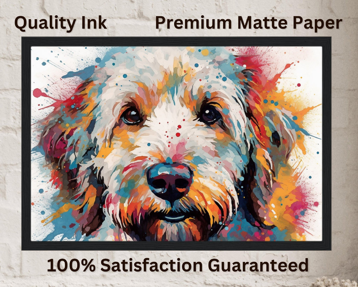 Adorable Labradoodle / Goldendoodle Watercolour Pop Art Print - Unframed - Matte Paper - Colourful wall art by Canvasity Crafts