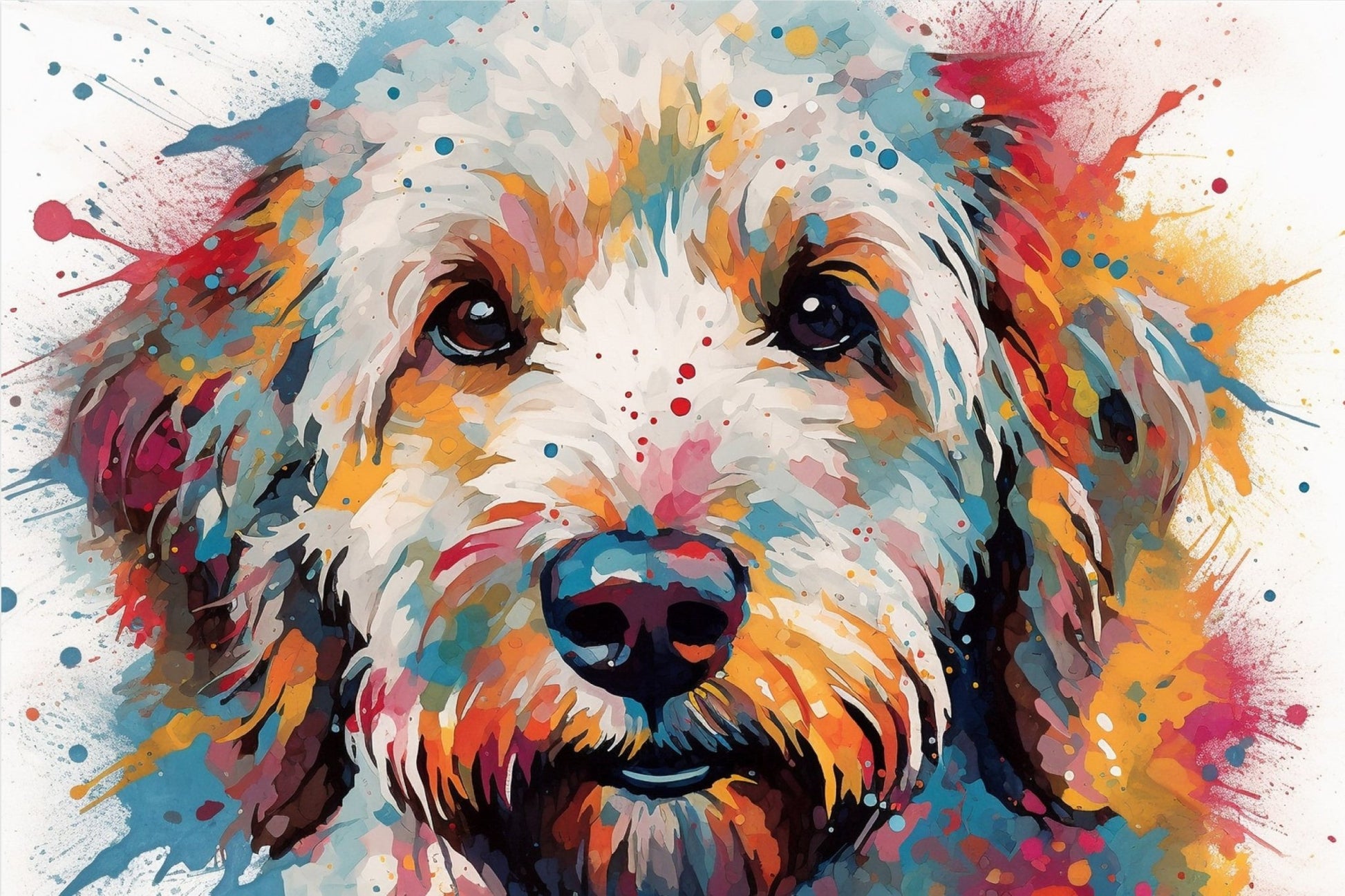 Adorable Labradoodle / Goldendoodle Watercolour Pop Art Print - Unframed - Matte Paper - Colourful wall art by Canvasity Crafts