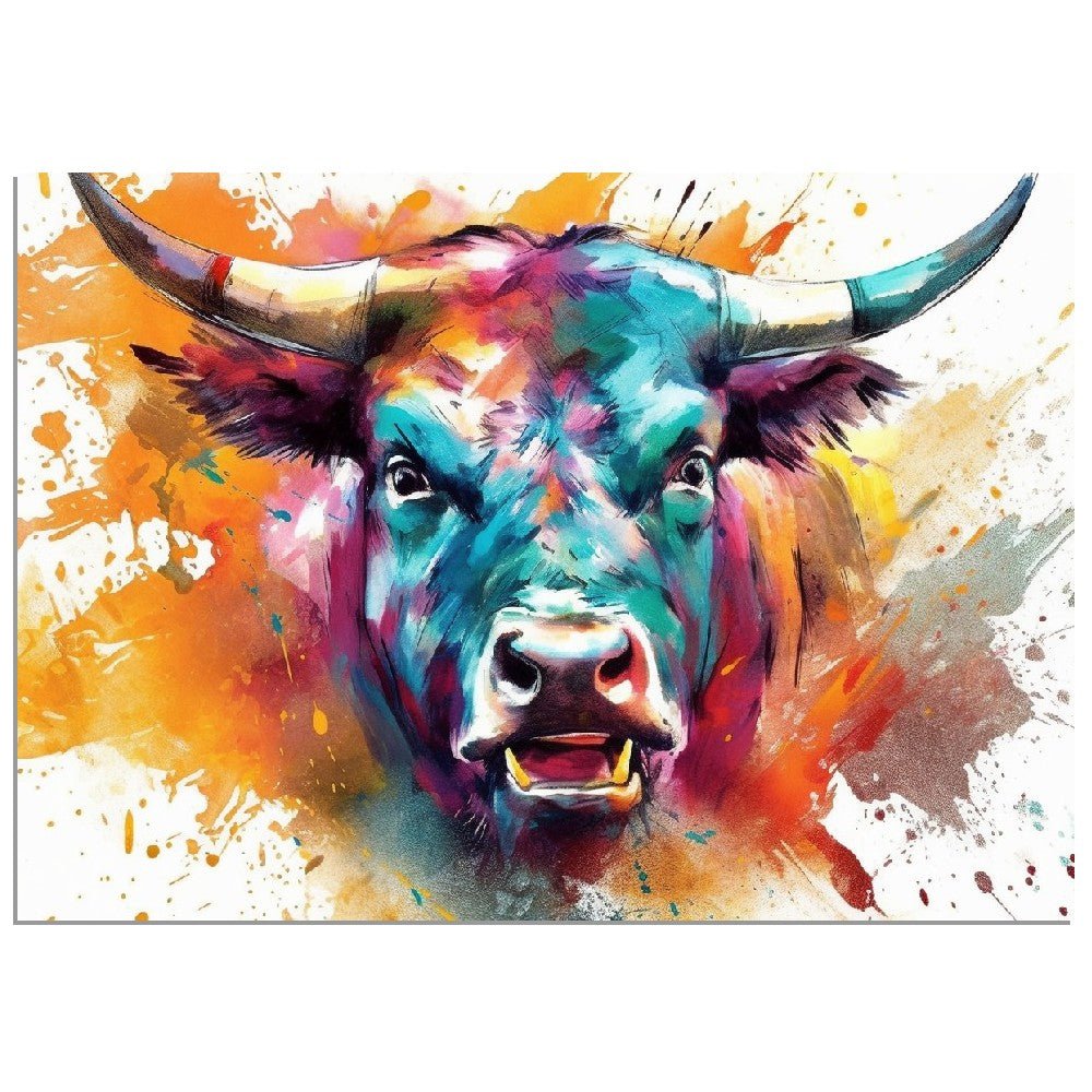 Angry Bull Poster - Unframed - Matte Paper - Colourful wall art by Canvasity Crafts