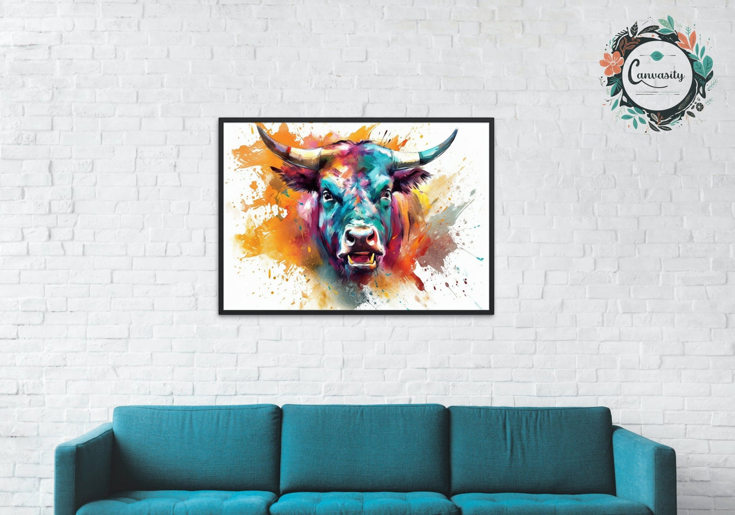 Angry Bull Poster - Unframed - Matte Paper - Colourful wall art by Canvasity Crafts