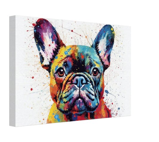 Beautiful Colourful French Bulldog Wall Art - Stretched Canvas - Canvas - Colourful wall art by Canvasity Crafts