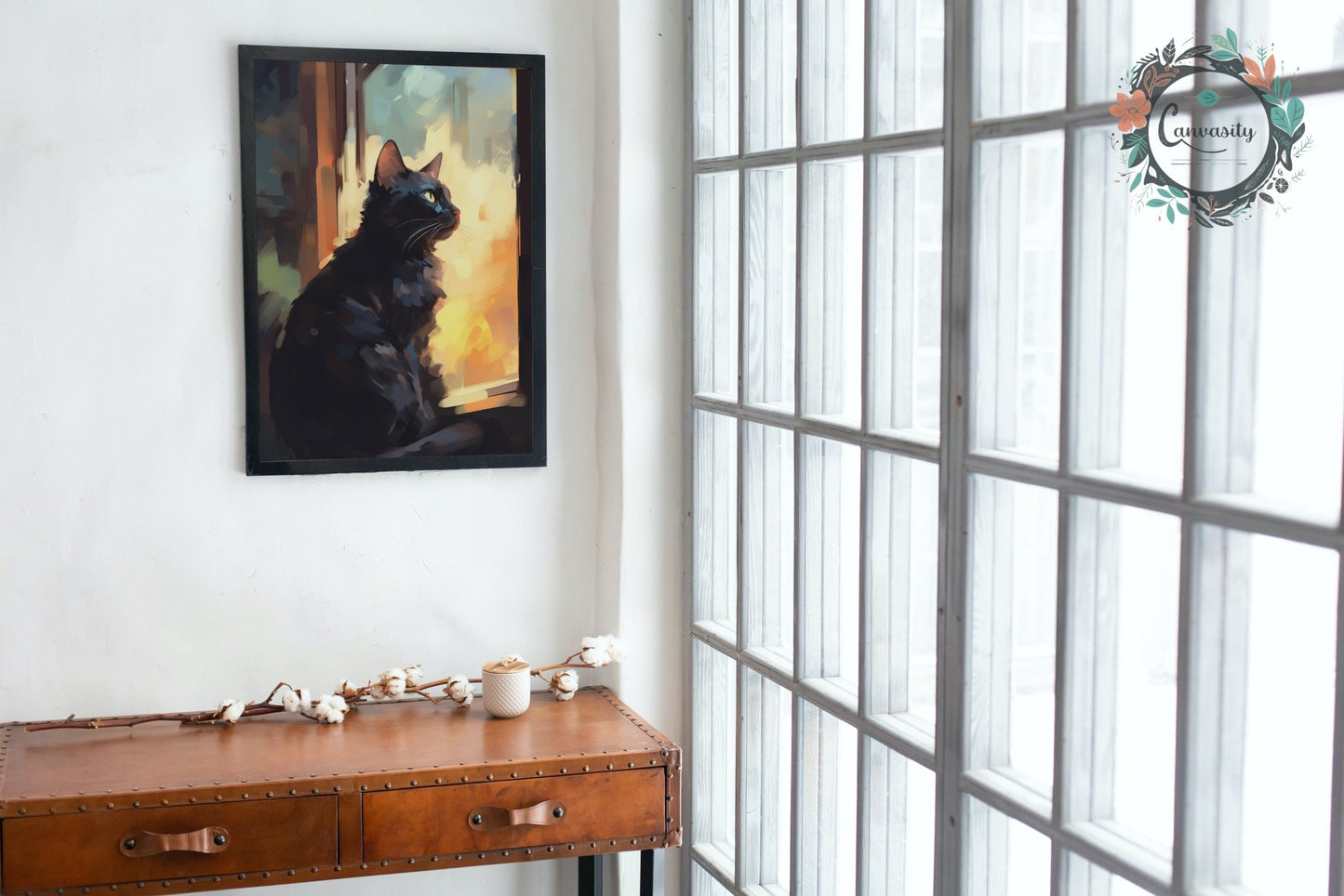 Black Cat at Sunrise Premium Print - Unframed - Matte Paper - Colourful wall art by Canvasity Crafts