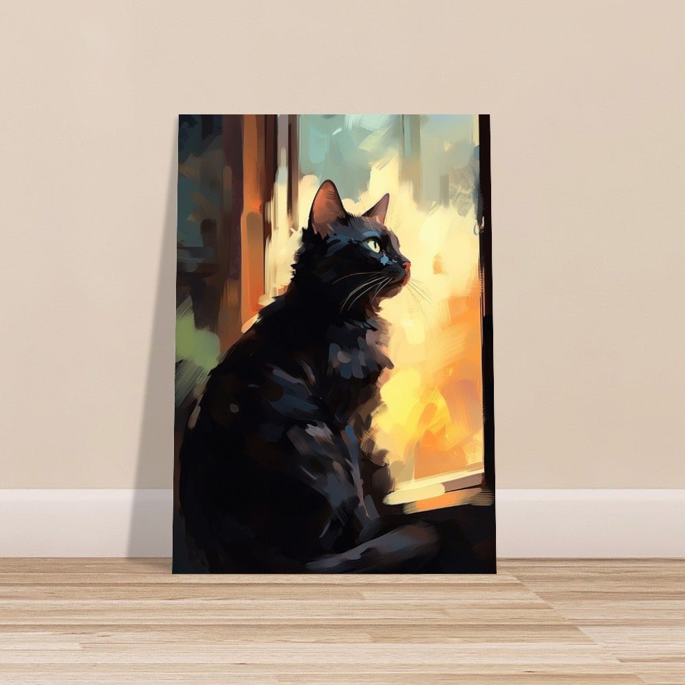 Black Cat at Sunrise Premium Print - Unframed - Matte Paper - Colourful wall art by Canvasity Crafts