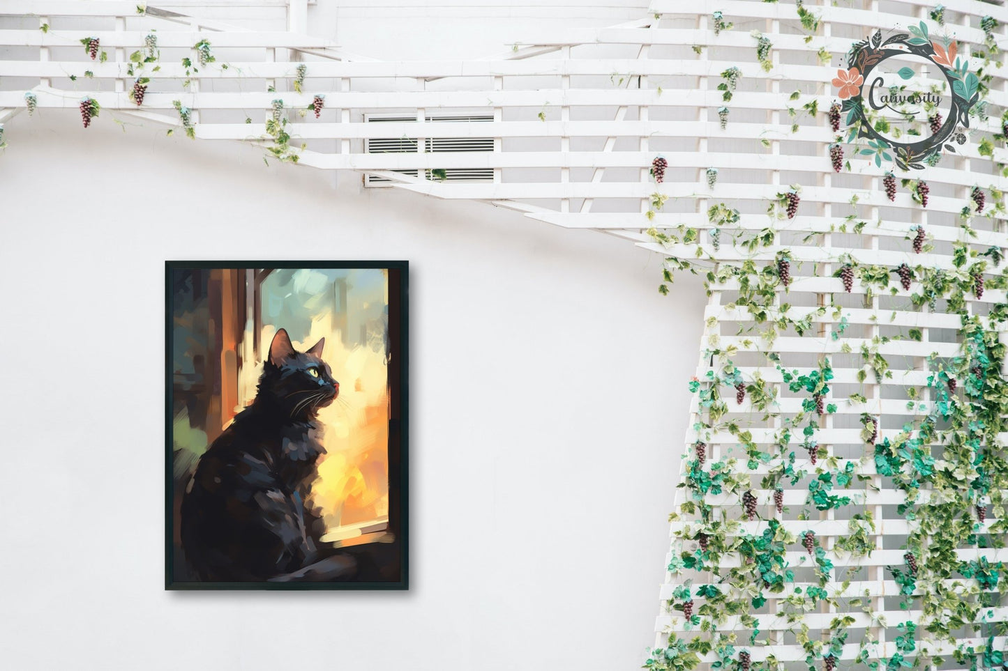 Black Cat at Sunrise Premium Print - Unframed - Matte Paper - Colourful wall art by Canvasity Crafts