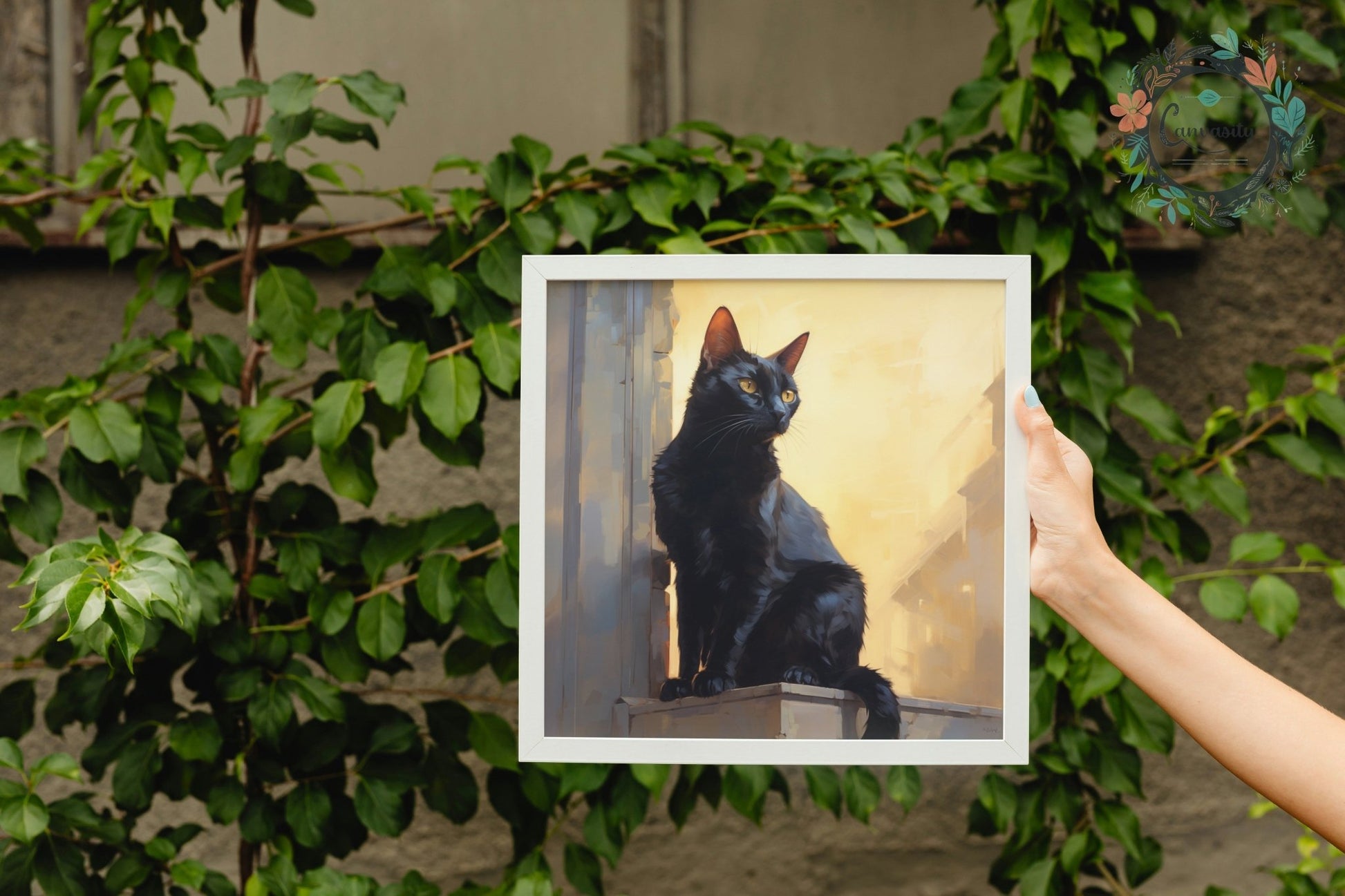 Black Cat at Sunrise - Unframed Print - Print Material - Colourful wall art by Canvasity Crafts