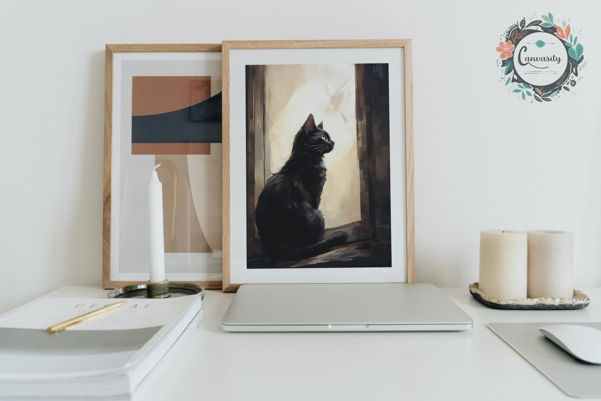 Black Cat at Sunrise - Unframed Print - Matte Paper - Colourful wall art by Canvasity Crafts