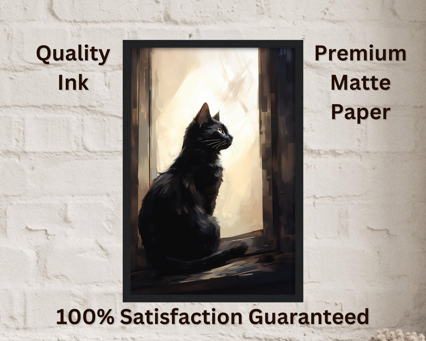 Black Cat at Sunrise - Unframed Print - Matte Paper - Colourful wall art by Canvasity Crafts