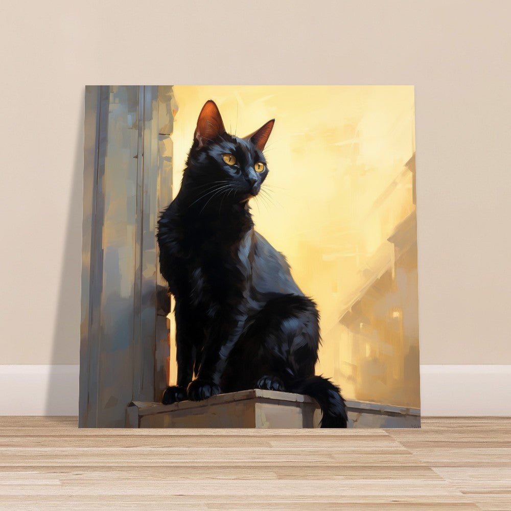 Black Cat at Sunrise - Unframed Print - Print Material - Colourful wall art by Canvasity Crafts