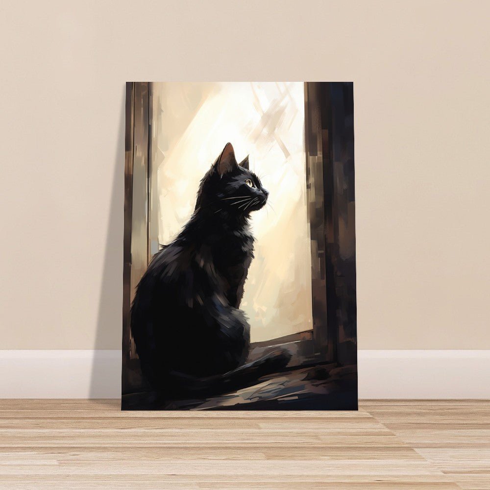 Black Cat at Sunrise - Unframed Print - Matte Paper - Colourful wall art by Canvasity Crafts