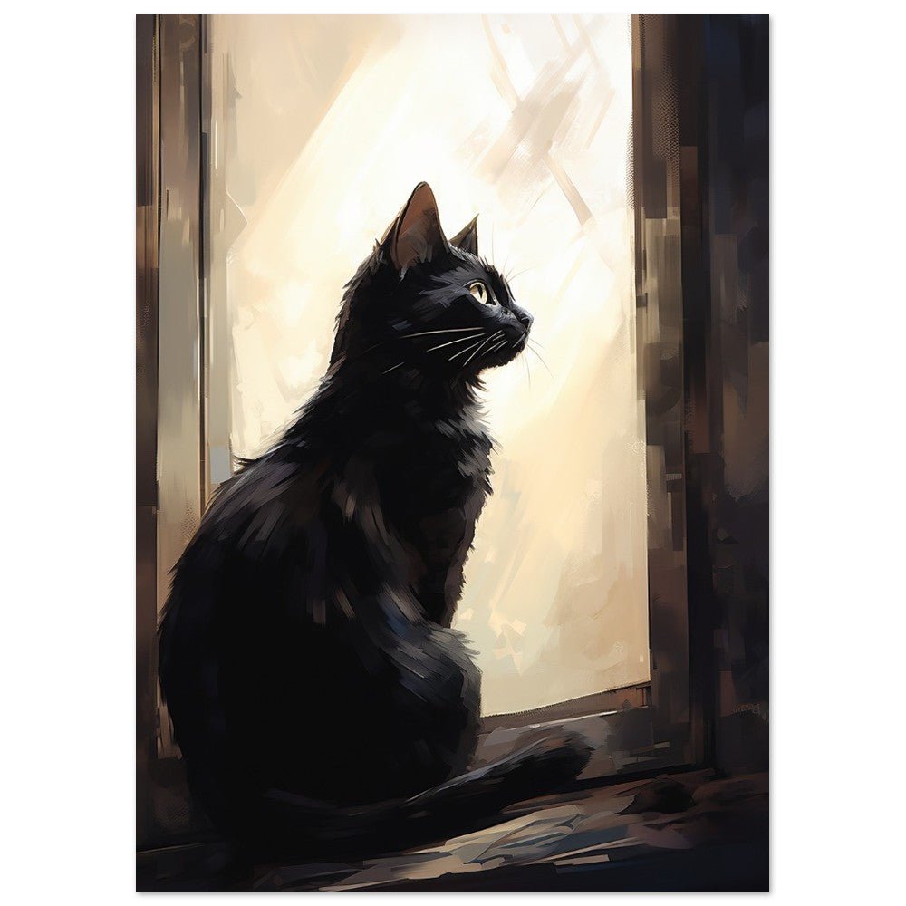 Black Cat at Sunrise - Unframed Print - Matte Paper - Colourful wall art by Canvasity Crafts