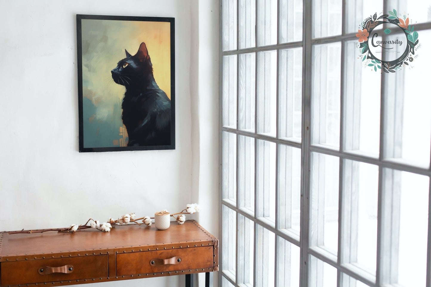 Black Cat Fine Art Print - Unframed - Matte Paper - Colourful wall art by Canvasity Crafts