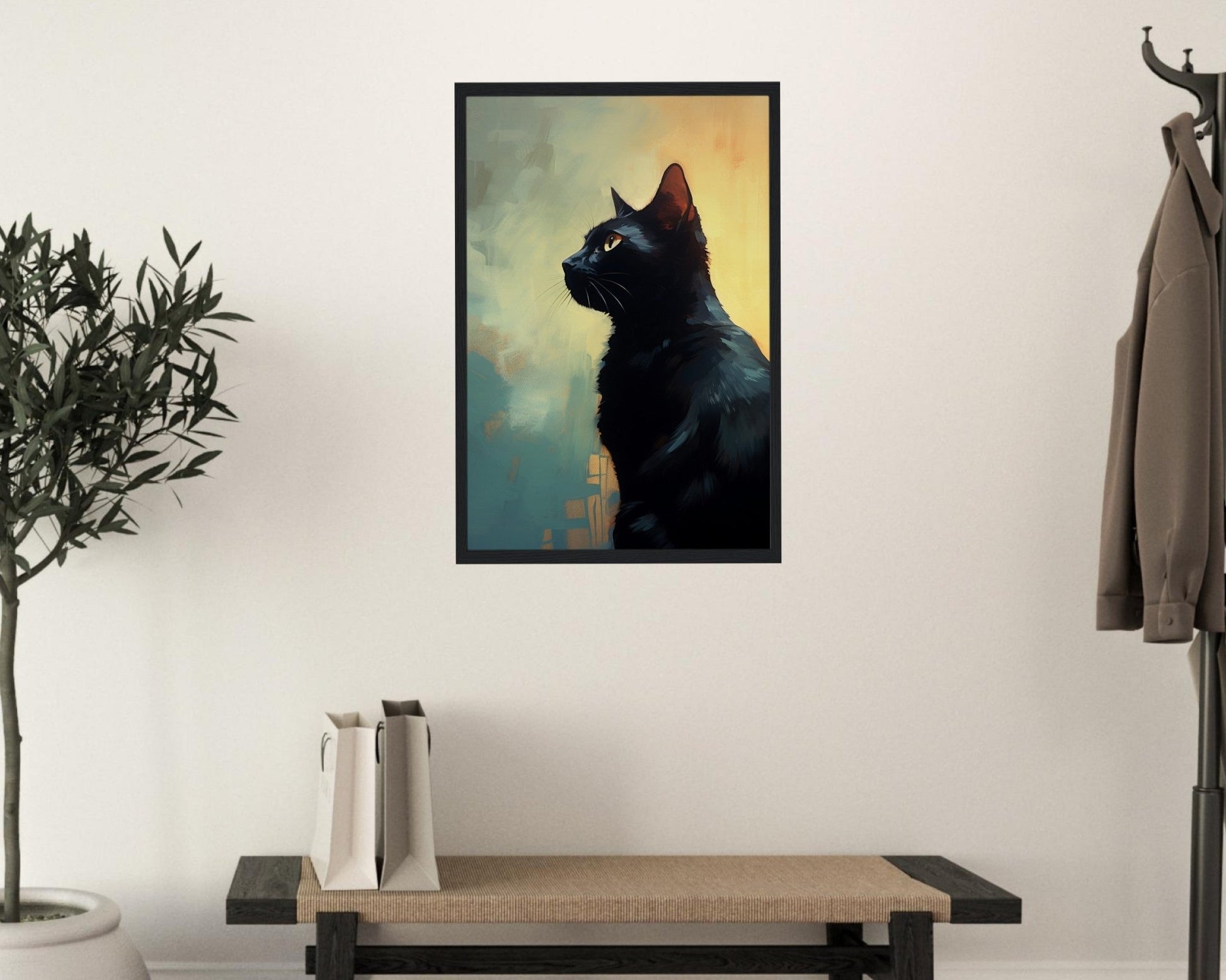 Black Cat Fine Art Print - Unframed - Matte Paper - Colourful wall art by Canvasity Crafts