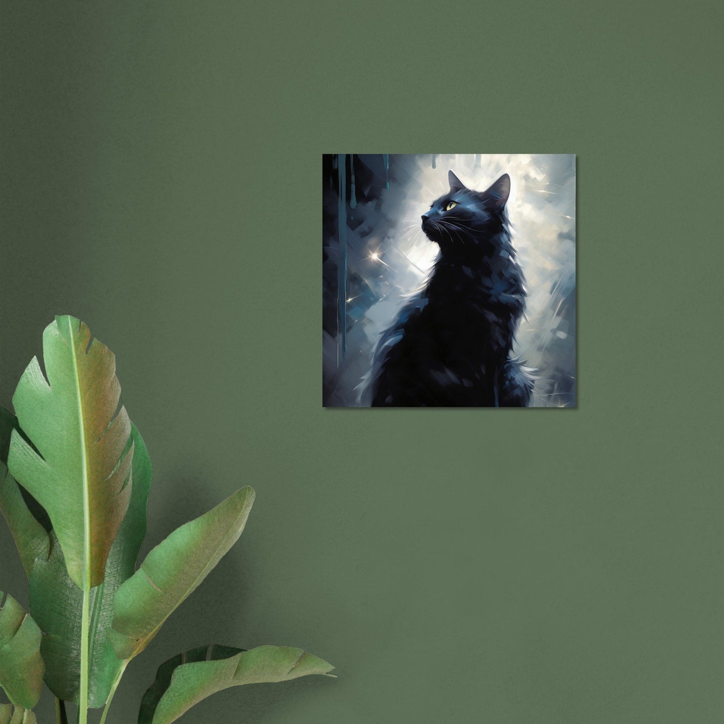 Black Cat in the moonlight - unframed print - Matte Paper - Colourful wall art by Canvasity Crafts