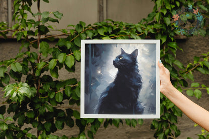 Black Cat in the moonlight - unframed print - Matte Paper - Colourful wall art by Canvasity Crafts