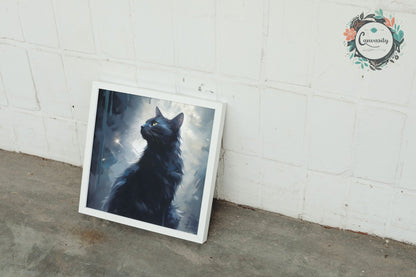 Black Cat in the moonlight - unframed print - Matte Paper - Colourful wall art by Canvasity Crafts