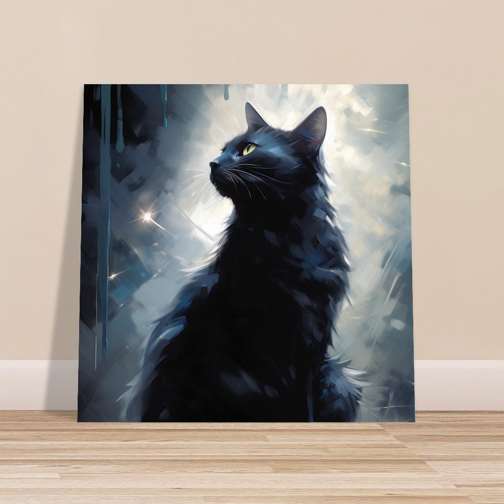 Black Cat in the moonlight - unframed print - Matte Paper - Colourful wall art by Canvasity Crafts