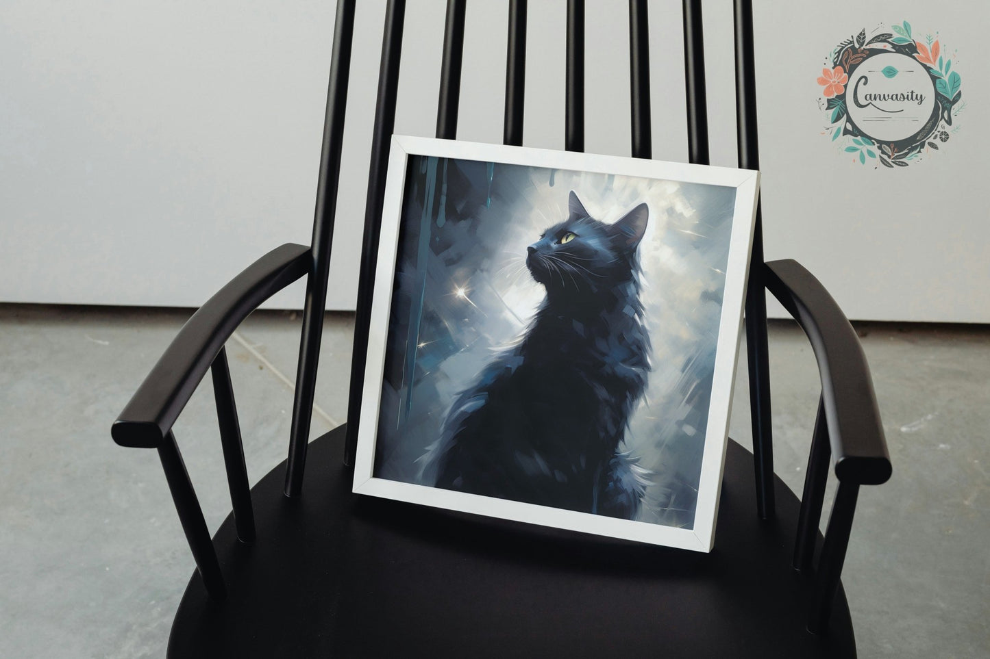 Black Cat in the moonlight - unframed print - Matte Paper - Colourful wall art by Canvasity Crafts