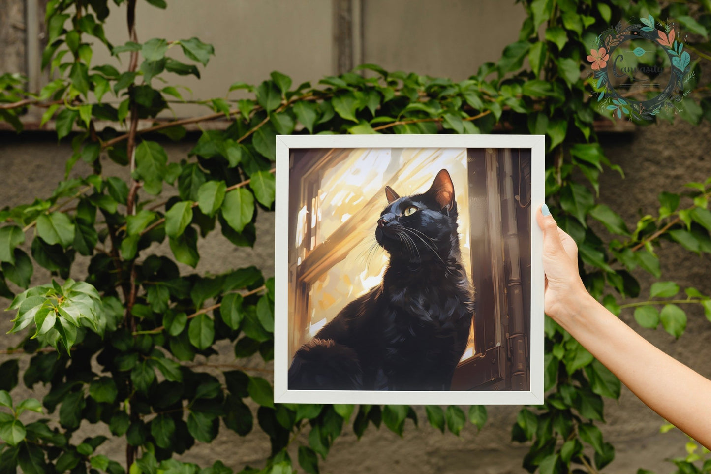 Black Cat in the window - Premium Unframed Print - Matte Paper - Colourful wall art by Canvasity Crafts