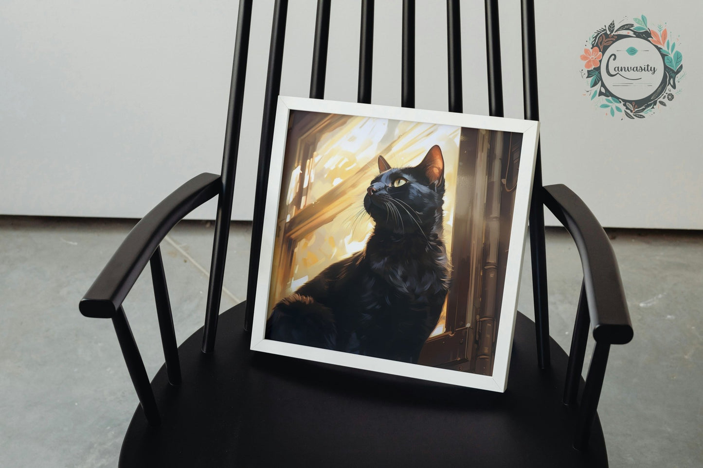 Black Cat in the window - Premium Unframed Print - Matte Paper - Colourful wall art by Canvasity Crafts