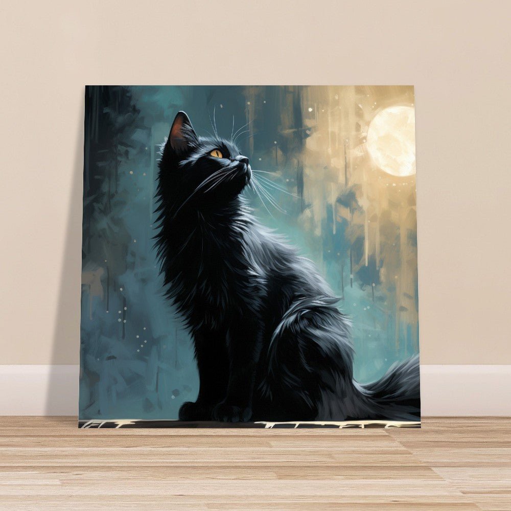 Black Kitten in the Moonlight - Unframed Print - Matte Paper - Colourful wall art by Canvasity Crafts