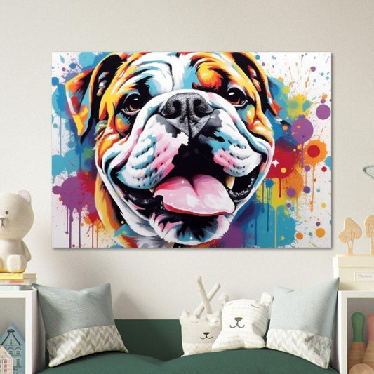 British Bulldog Watercolor pop art poster print | Gift for Dog Lovers, Bully Mom or Dad Painting - Posters - Colourful wall art by Canvasity Crafts