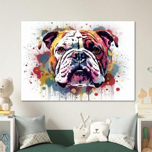 British Bulldog Watercolor Poster Print | Wall Art Gift for Dog Lovers, Bully Mom, Cute Painting - High Quality Production - Posters - Colourful wall art by Canvasity Crafts