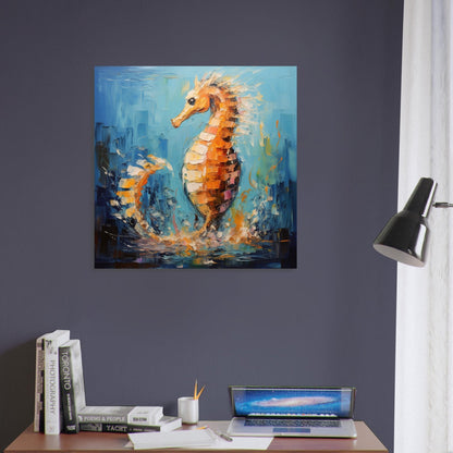 Bronze Seahorse Print, Colourful Pallet Knife Sea Horse Painting Poster, Rainbow Sealife Wall Art, Nautical Gift, Coastal Seaside Picture - Posters - Colourful wall art by Canvasity Crafts