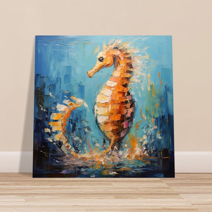 Bronze Seahorse Print, Colourful Pallet Knife Sea Horse Painting Poster, Rainbow Sealife Wall Art, Nautical Gift, Coastal Seaside Picture - Posters - Colourful wall art by Canvasity Crafts