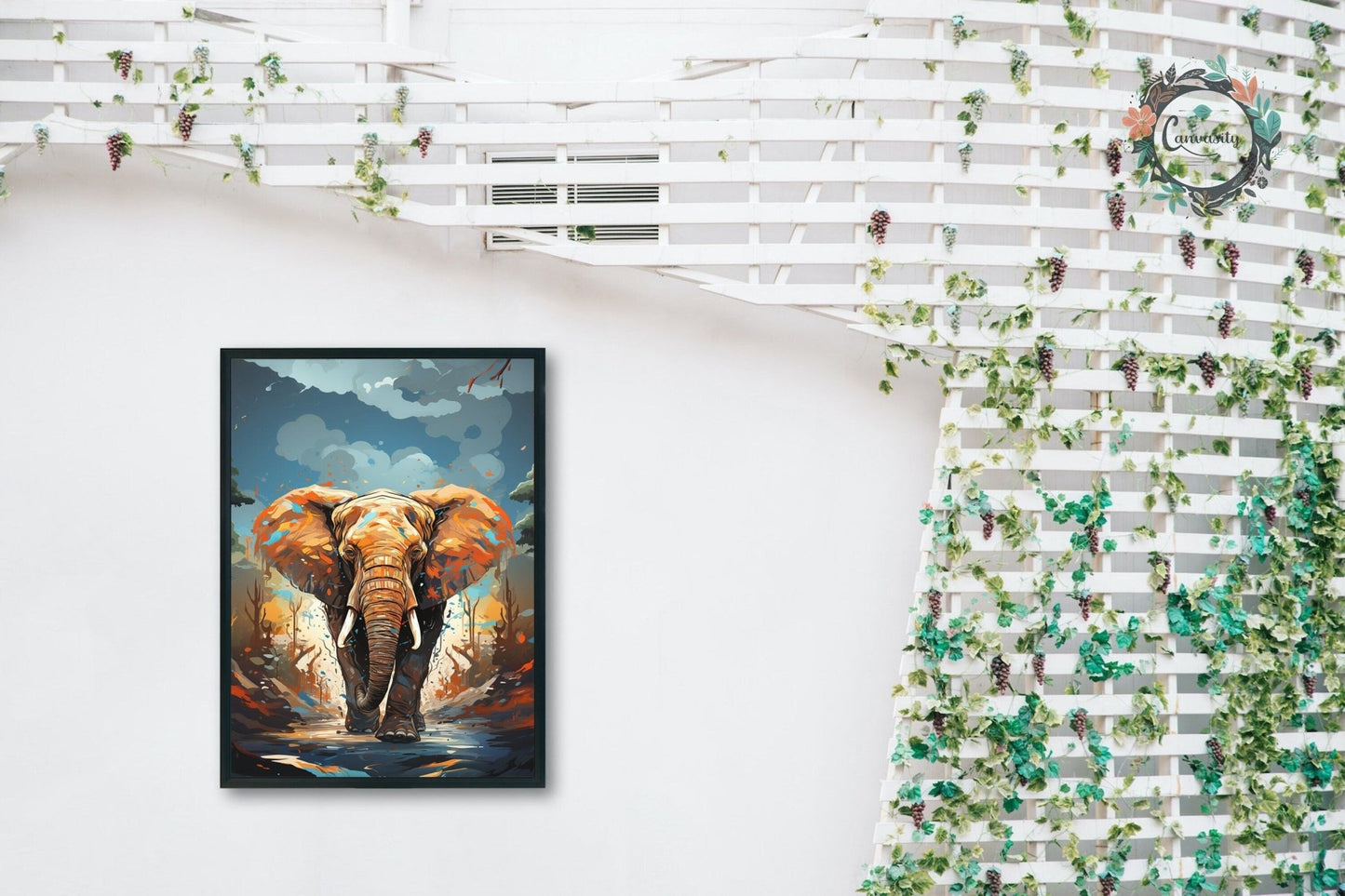 Charging African Bull Elephant - Incredible Unframed Print - Wildlife Animal Wall Art, Nature Savanna, Safari Oil Painting Gift - Posters - Colourful wall art by Canvasity Crafts