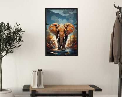 Charging African Bull Elephant - Incredible Unframed Print - Wildlife Animal Wall Art, Nature Savanna, Safari Oil Painting Gift - Posters - Colourful wall art by Canvasity Crafts