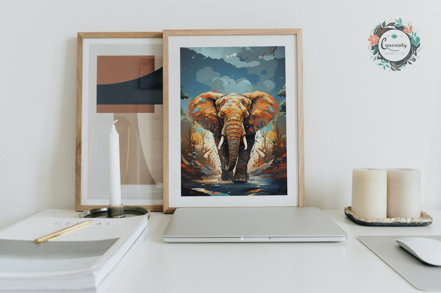 Charging African Bull Elephant - Incredible Unframed Print - Wildlife Animal Wall Art, Nature Savanna, Safari Oil Painting Gift - Posters - Colourful wall art by Canvasity Crafts