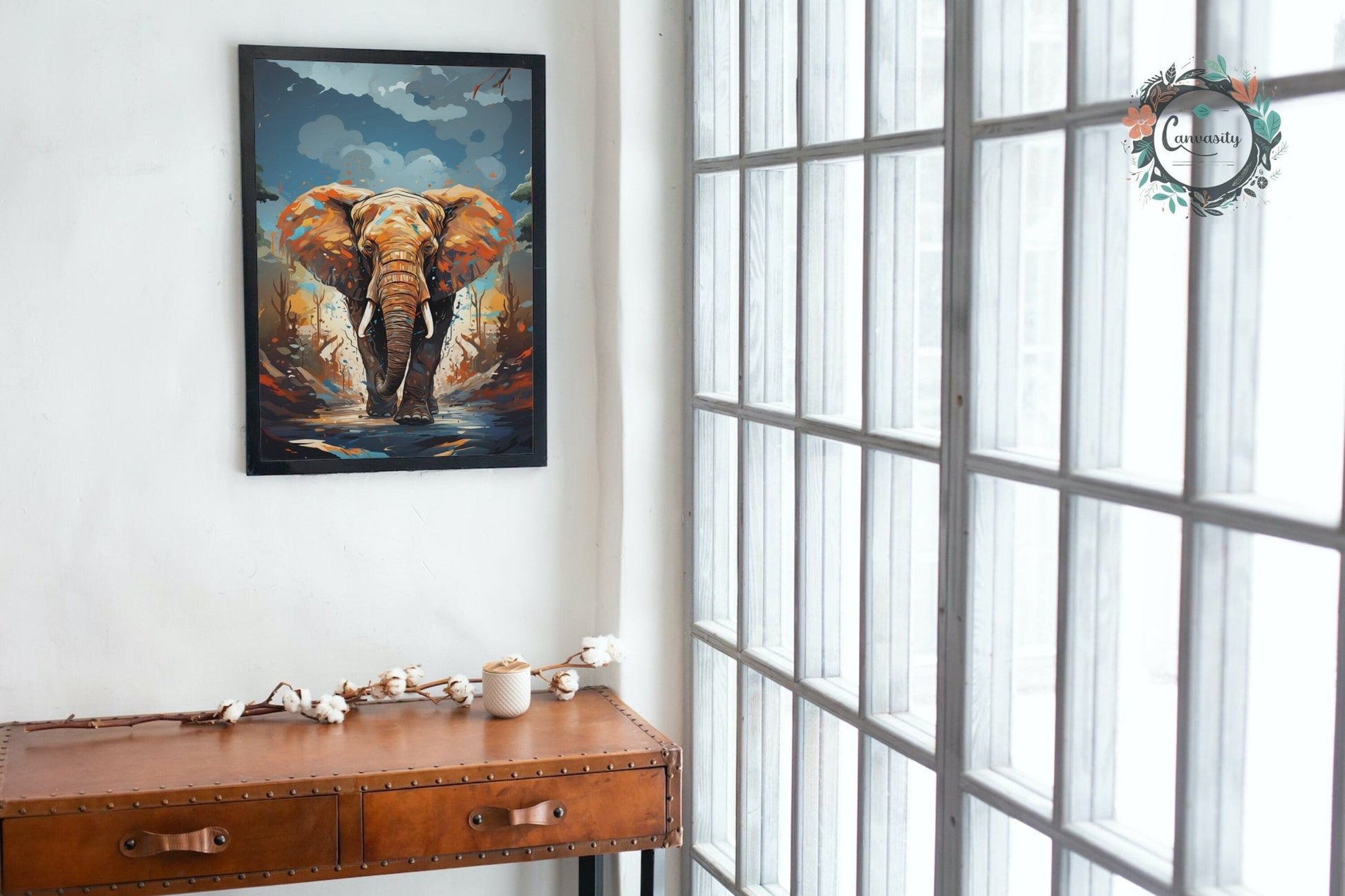 Charging African Bull Elephant - Incredible Unframed Print - Wildlife Animal Wall Art, Nature Savanna, Safari Oil Painting Gift - Posters - Colourful wall art by Canvasity Crafts